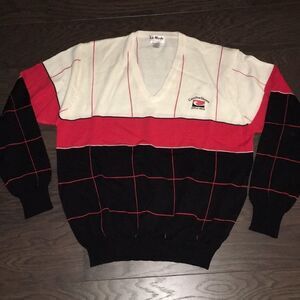 Vintage Carolina Shores 1970’s acrylic La Mode V neck retro golf mens sweater